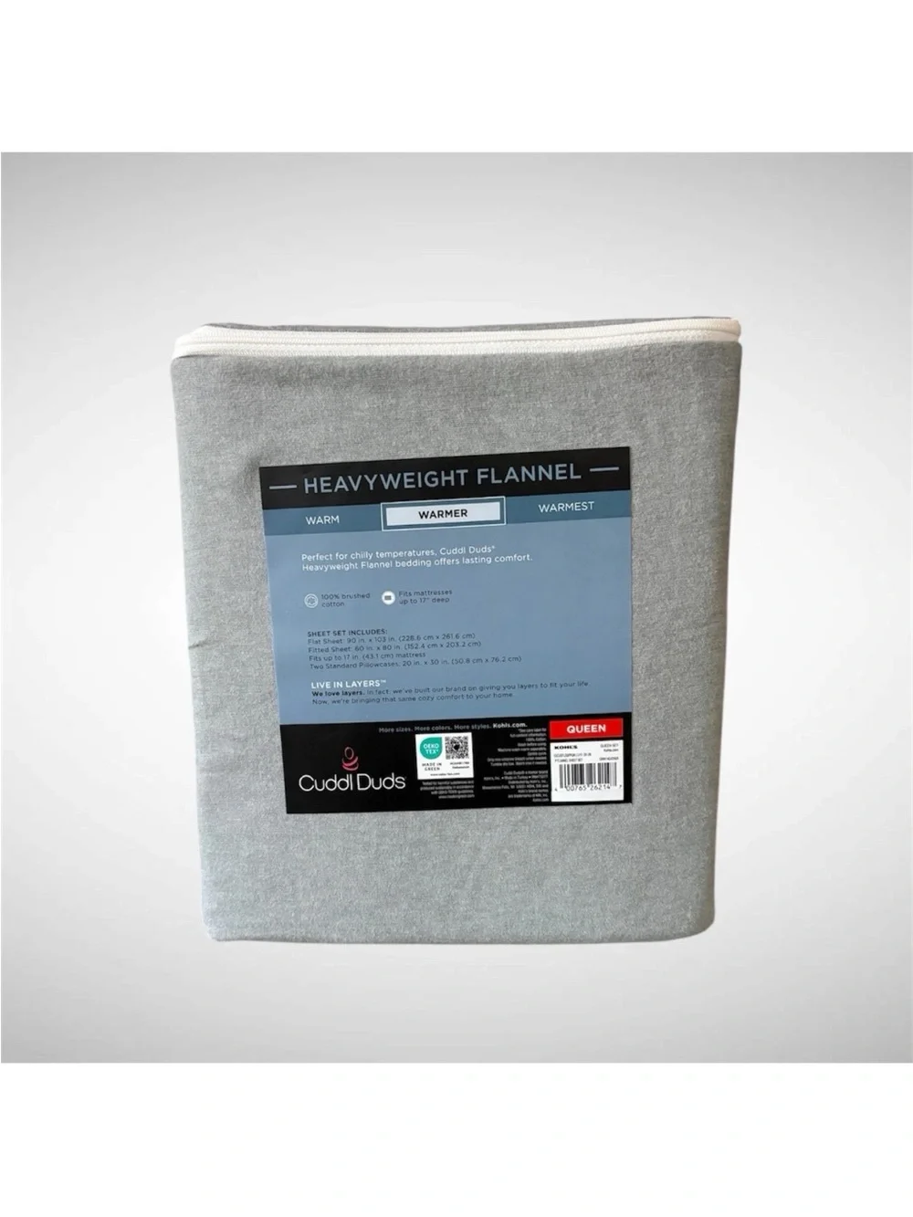 New Cuddl Duds Queen Size 4 Pc Heavyweight Flannel Sheet Set Soft Heather Gray